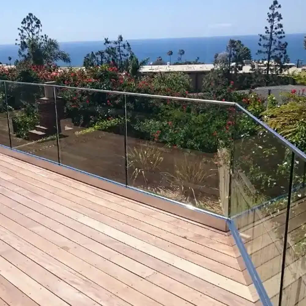 6063 aluminium u channel glass railing for staircase