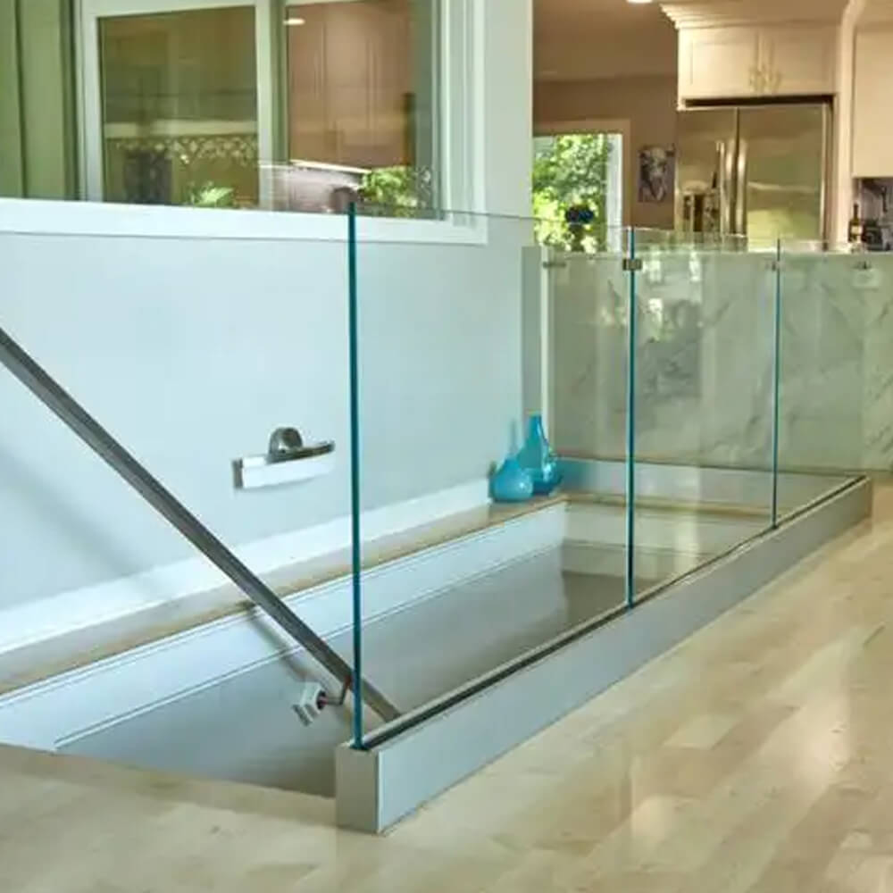 6063 aluminium u channel glass railing for staircase