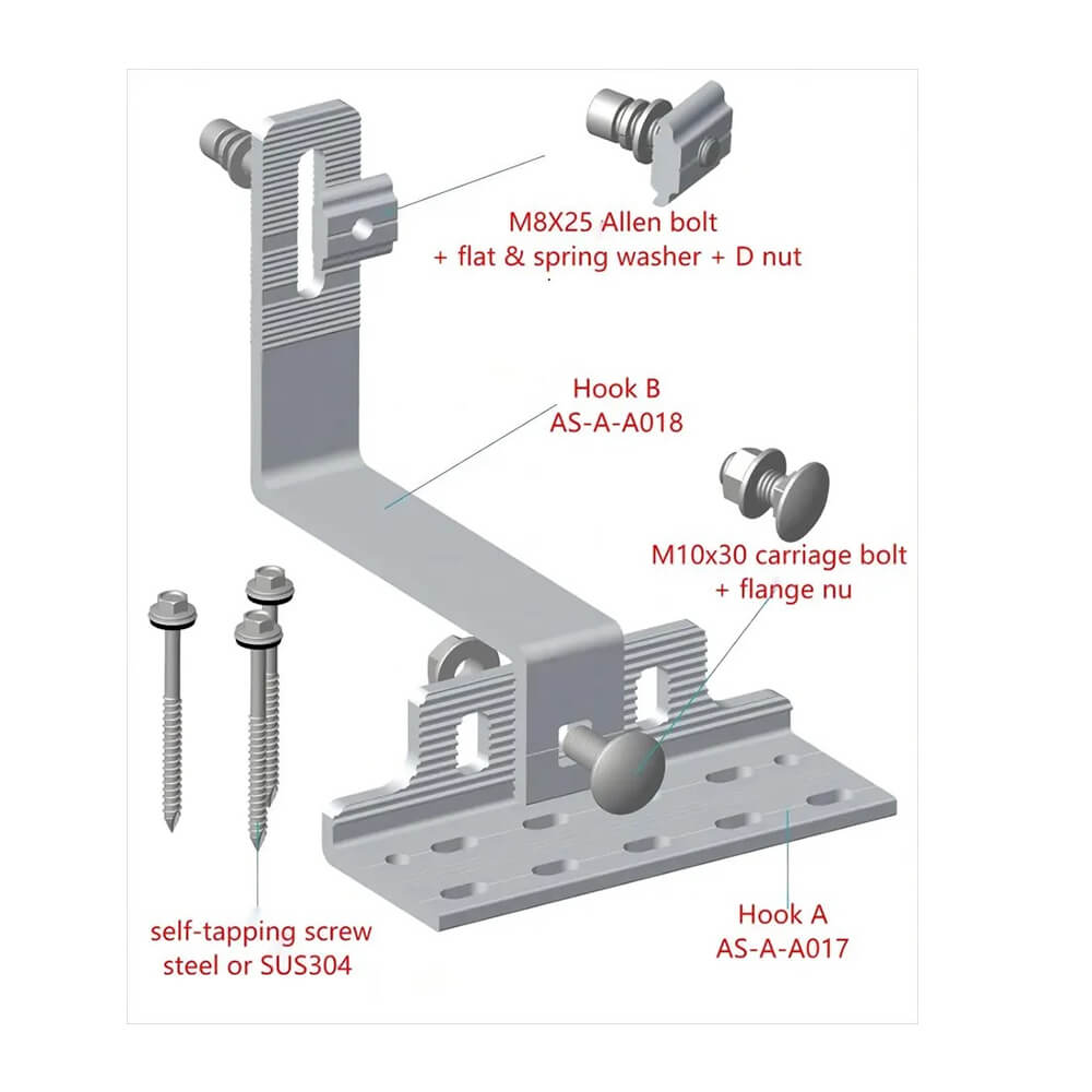 Custimized Aluminium Solar hook 